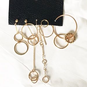 Free People Golden Asymmetrical Earring Bundle